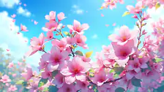 pink cherry blossoms against blue sky