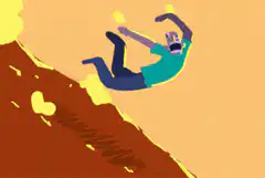 Man falling into lava