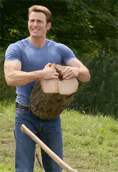 Chris Evans throws a log