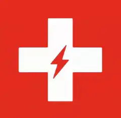 Swiss cross lightning bolt spin