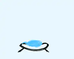 blue blob falling into nest