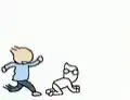 cartoon boy kicks another boy
