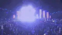 Concert stage with bright light explosion