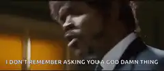 Jules Winnfield I Don't Remember Asking You A God Damn Thing