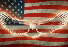 Glowing Eagle Over American Flag