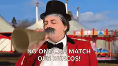 Circus ringmaster shouting with megaphone