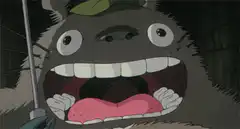 Totoro yawning with umbrella