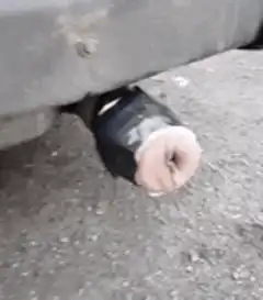 Donut stuck in exhaust pipe