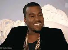 Kanye West smile turns to serious
