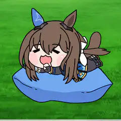 chibi horse girl sleeping on cushion