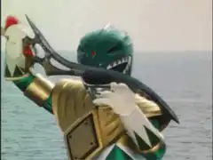 Green Ranger throws sword