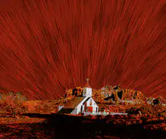 Church under red sky