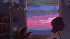 Girl watching shooting stars
