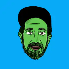 Green face melts into skull