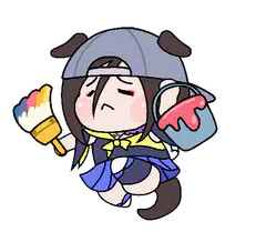 Chibi girl with paintbrush and bucket