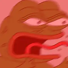 Pepe screaming with tongue out