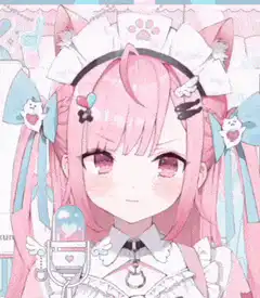 Pink anime girl singing into microphone