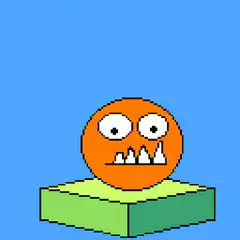 Orange pixel monster jumps on block