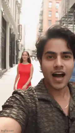 Man filming people on the street