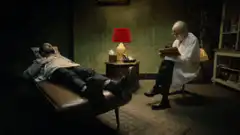 Psychoanalysis scene with patient and doctor