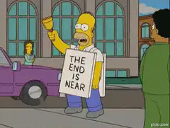 Homer ringing bell with the end is near sign
