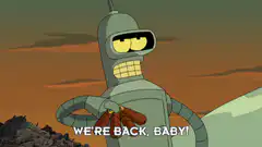 Bender lights cigars with a menorah