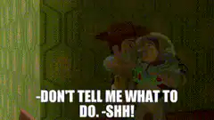 Woody and Buzz Lightyear arguing