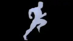 white silhouette running man