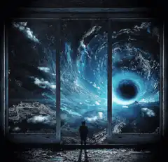 Silhouette watching a cosmic black hole