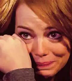 Emma Stone crying then smiling