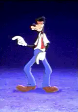 Goofy dancing and pointing