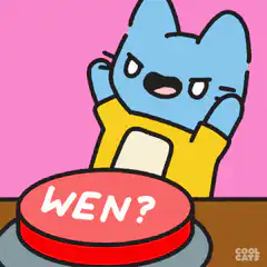 Blue cat presses wen button