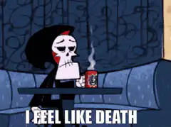 Skull character feels like death