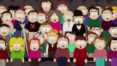 South Park crowd with Bitcoin and Nostr text