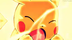 Pikachu screaming with lightning