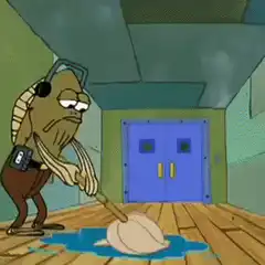SpongeBob security guard mops blood
