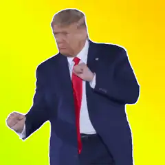 Donald Trump dancing against flashing background