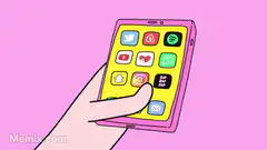 Character on phone with head on fire