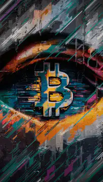 Glitchy Bitcoin Eye Graffiti