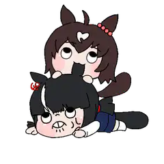 Chibi horse girl hugging another chibi character