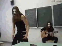 Goths headbanging in classroom