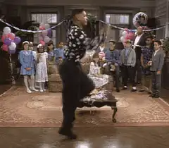 Man dancing at kids' birthday party