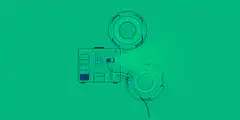 Green background with film reel and camera animation