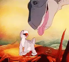 Baby dinosaur falls over