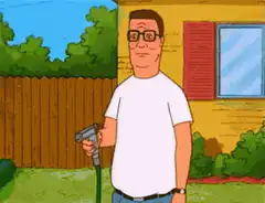 Bob Belcher sprays himself with a hose