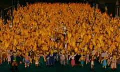Simpsons crowd with fire