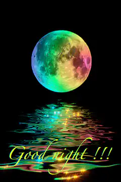 Colorful Moon Over Water Good Night