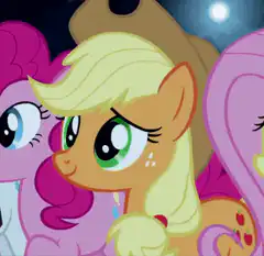 Applejack crying with friends