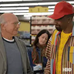 SpongeBob and Larry David fist bump
