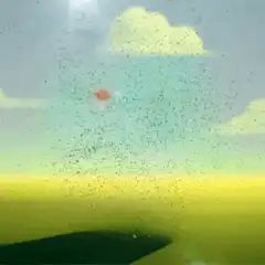 Person and Pepe Frog assemble from particles